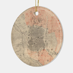  kaart van Madrid Spanje (1861) Keramisch Ornament