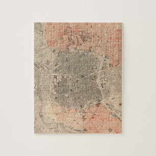 kaart van Madrid Spanje (1861) Legpuzzel