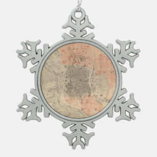  kaart van Madrid Spanje (1861) Tin Sneeuwvlok Ornament