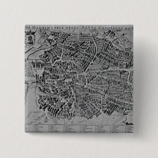 Kaart van Madrid Vierkante Button 5,1 Cm (Voorkant)