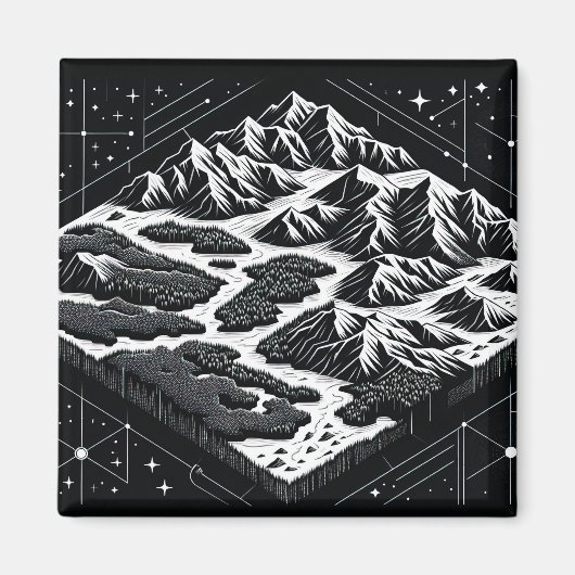 Kaart van Magic Mountain Magneet (Voorkant)