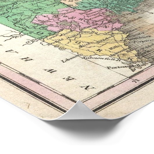  kaart van Maine (1827) Poster (Hoek)