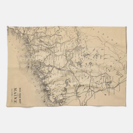  kaart van Maine (1894) Theedoek (Horizontaal)