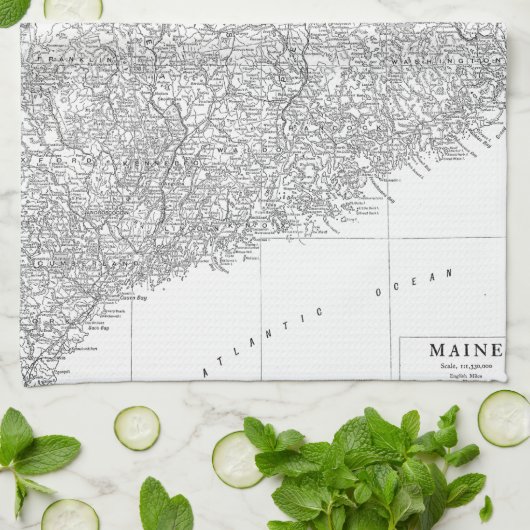  kaart van Maine (1911) Theedoek (Gevouwen)