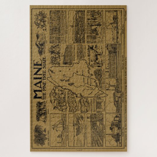  kaart van Maine (1912) - Tan Legpuzzel (Verticaal)