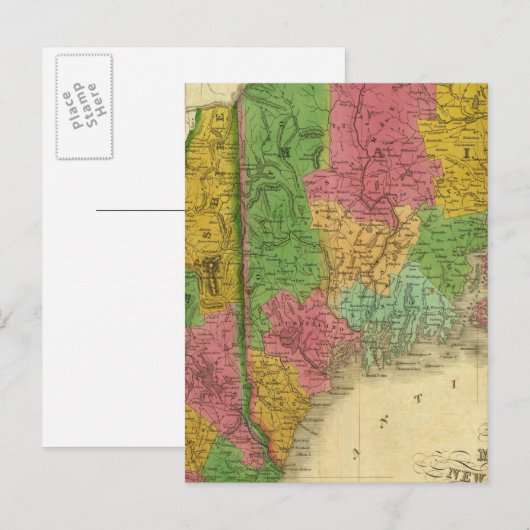 Kaart van Maine, New Hampshire en Vermont (Voorkant / Achterkant)