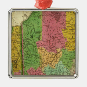 Kaart van Maine, New Hampshire en Vermont Metalen Ornament