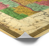 Kaart van Maine, New Hampshire en Vermont Poster (Hoek)