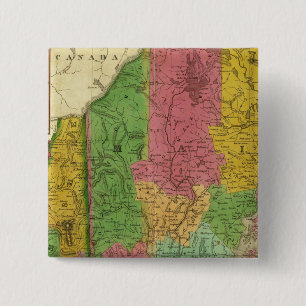 Kaart van Maine, New Hampshire en Vermont Vierkante Button 5,1 Cm