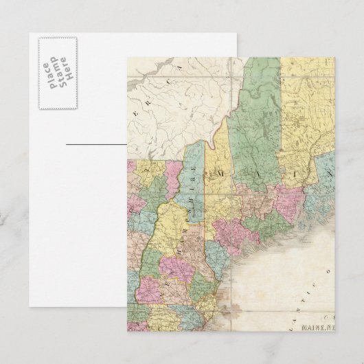 Kaart van Maine, New Hampshire, Vermont (Voorkant / Achterkant)