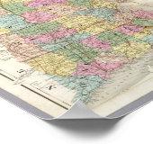 Kaart van Maine, New Hampshire, Vermont Poster (Hoek)