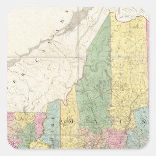Kaart van Maine, New Hampshire, Vermont Vierkante Sticker
