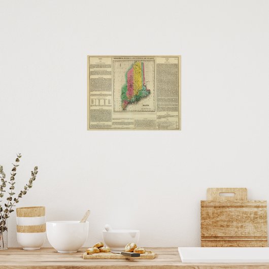 kaart van Maine Poster (Keuken)