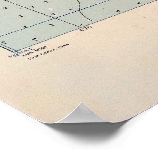  kaart van Malaga Spanje (1943) Poster (Hoek)