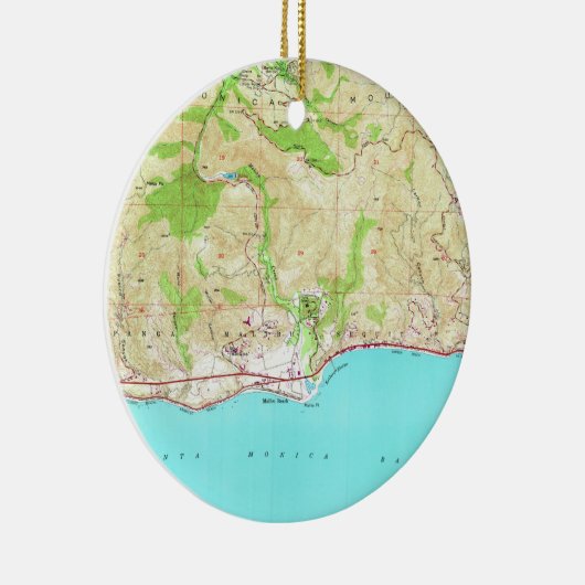 kaart van Malibu California (1950) Keramisch Ornament (Rechts)