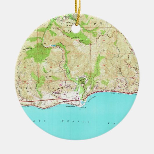  kaart van Malibu California (1950) Keramisch Ornament (Voorkant)