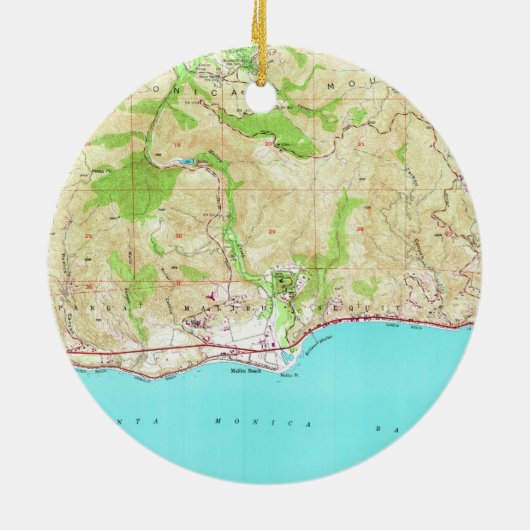  kaart van Malibu California (1950) Keramisch Ornament (Achterkant)