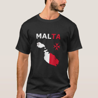Kaart van Malta met vlag en Maltees kruis T-shirt