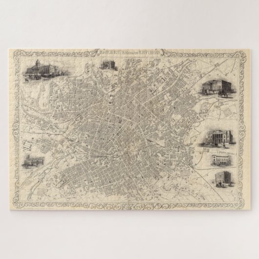  kaart van Manchester England (1851) Legpuzzel (Horizontaal)