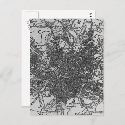  kaart van Manchester England (1911) (Voorkant / Achterkant)