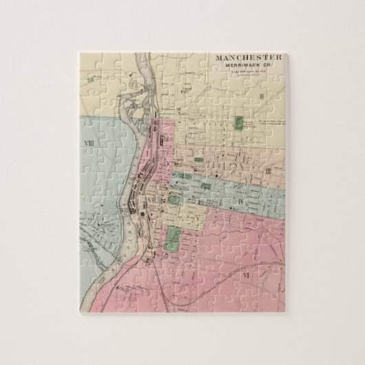 kaart van Manchester New Hampshire (1877) Legpuzzel (Verticaal)