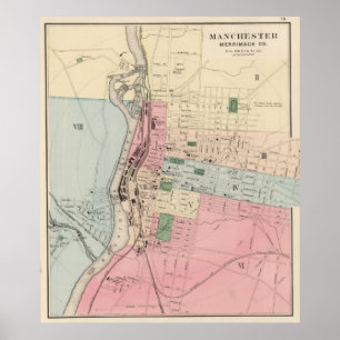  kaart van Manchester New Hampshire (1877) Poster