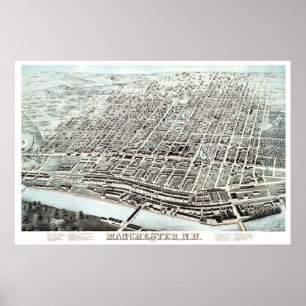  kaart van Manchester, NH vanaf 1876 Poster