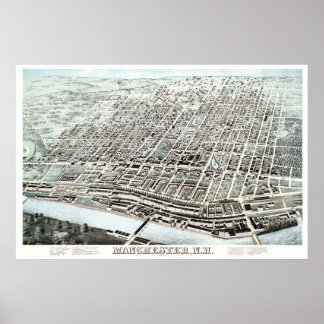 kaart van Manchester, NH vanaf 1876 Poster