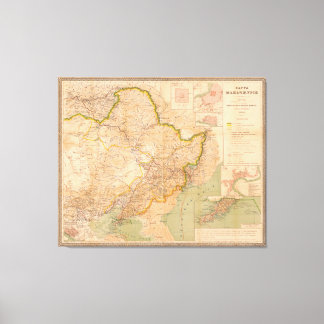 Kaart van Manchuria, China (1901) Canvas Afdruk