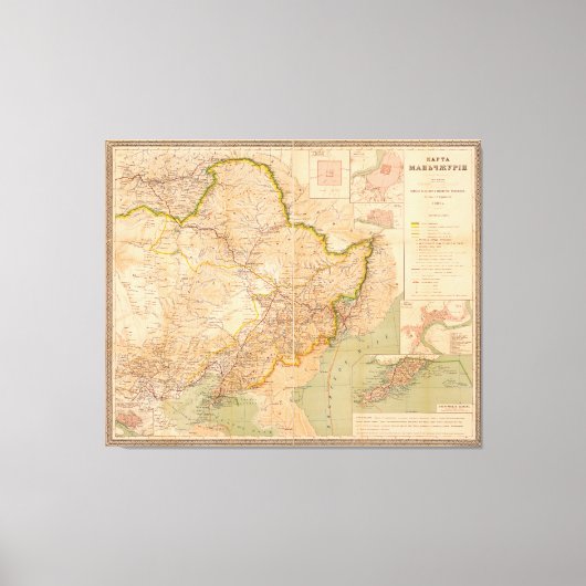 Kaart van Manchuria, China (1901) Canvas Afdruk (Voorkant)