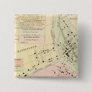 Kaart van Mannington, West Virginia Vierkante Button 5,1 Cm