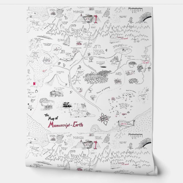 Kaart van Manuscript Earth Behang (Afrollen)