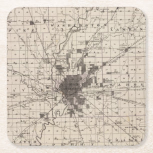 Kaart van Marion County 2 Kartonnen Onderzetters