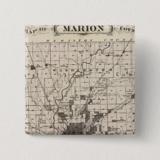 Kaart van Marion County 2 Vierkante Button 5,1 Cm (Voorkant)