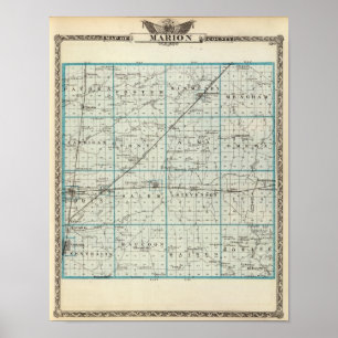 Kaart van Marion County Poster