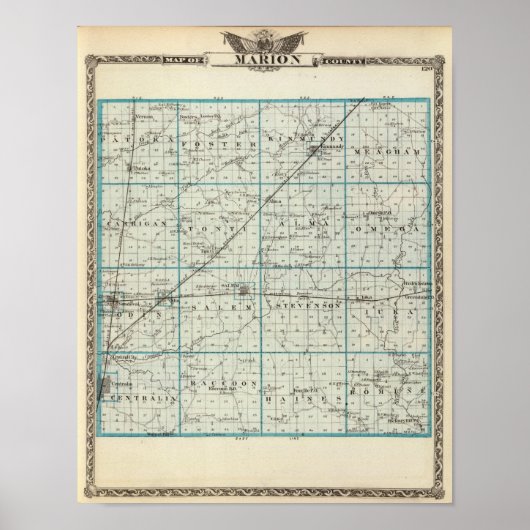 Kaart van Marion County Poster (Voorkant)