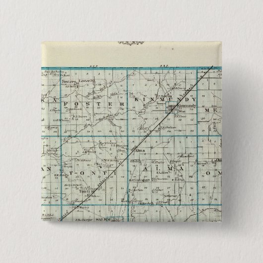 Kaart van Marion County Vierkante Button 5,1 Cm (Voorkant)