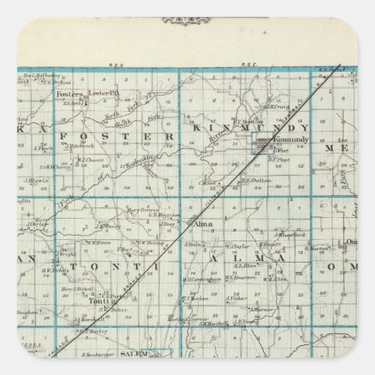 Kaart van Marion County Vierkante Sticker (Voorkant)