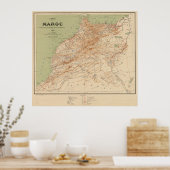  kaart van Marokko (1912) Poster (Keuken)