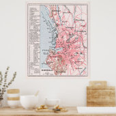 kaart van Marseille Frankrijk (1900) Poster (Keuken)