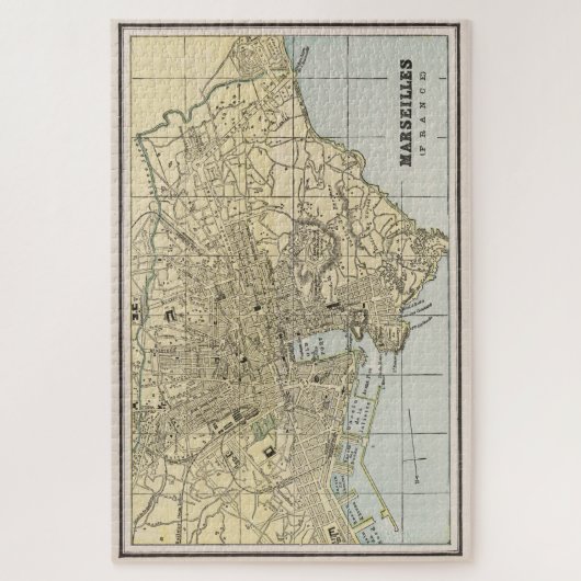 kaart van Marseille Frankrijk (1901) Legpuzzel (Verticaal)