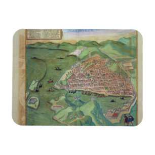 Kaart van Marseille, uit "Civitates Orbis Terrarum Magneet