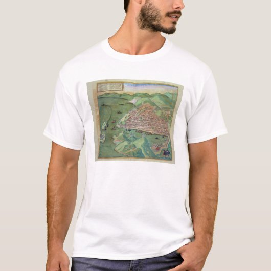 Kaart van Marseille, uit "Civitates Orbis Terrarum T-shirt (Voorkant)