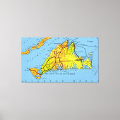 Kaart van Martha's Vineyard MA Canvas Afdruk (Voorkant)