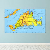 Kaart van Martha's Vineyard MA Canvas Afdruk (Insitu (Houten vloer))