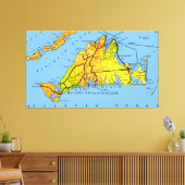 Kaart van Martha's Vineyard MA Canvas Afdruk (Insitu (Woonkamer))