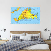 Kaart van Martha's Vineyard MA Canvas Afdruk (Insitu (Slaapkamer))