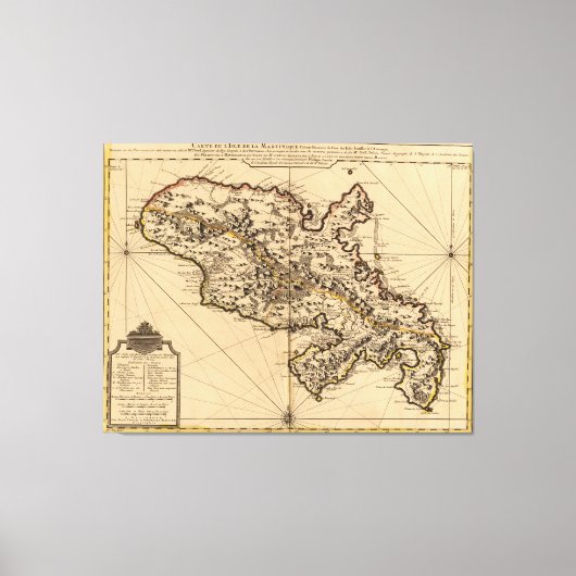  kaart van Martinique (1742) 2 Canvas Afdruk (Voorkant)