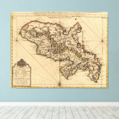  kaart van Martinique (1742) 2 Canvas Afdruk (Insitu (Houten vloer))