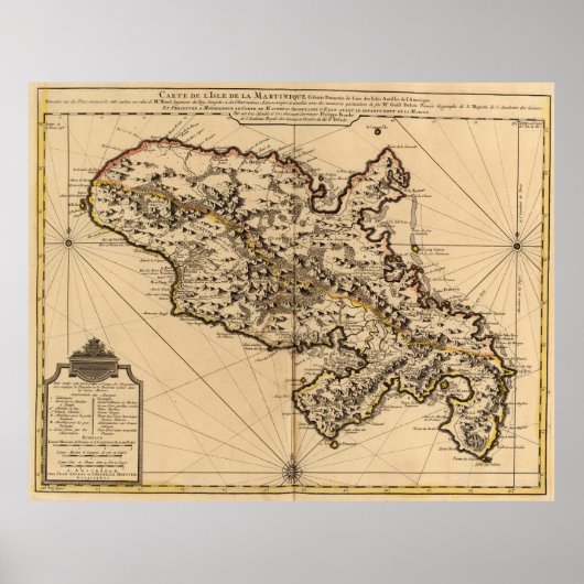  kaart van Martinique (1742) 2 Poster (Voorkant)